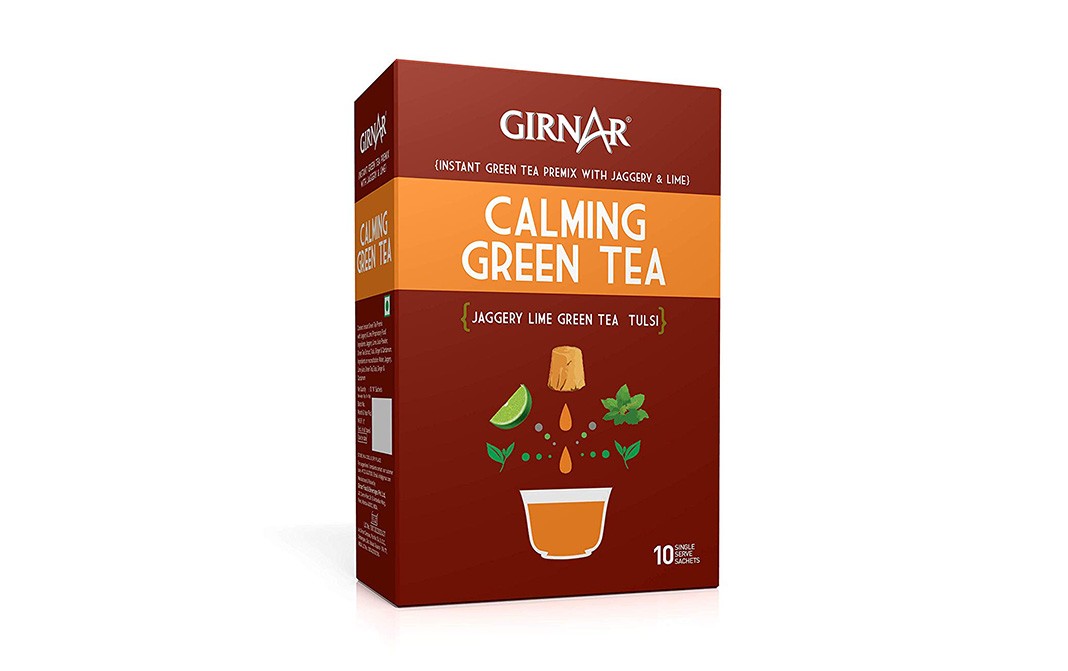 Girnar Calming Green Tea (Jaggery Lime Green Tea Tulsi)   Box  10 pcs
